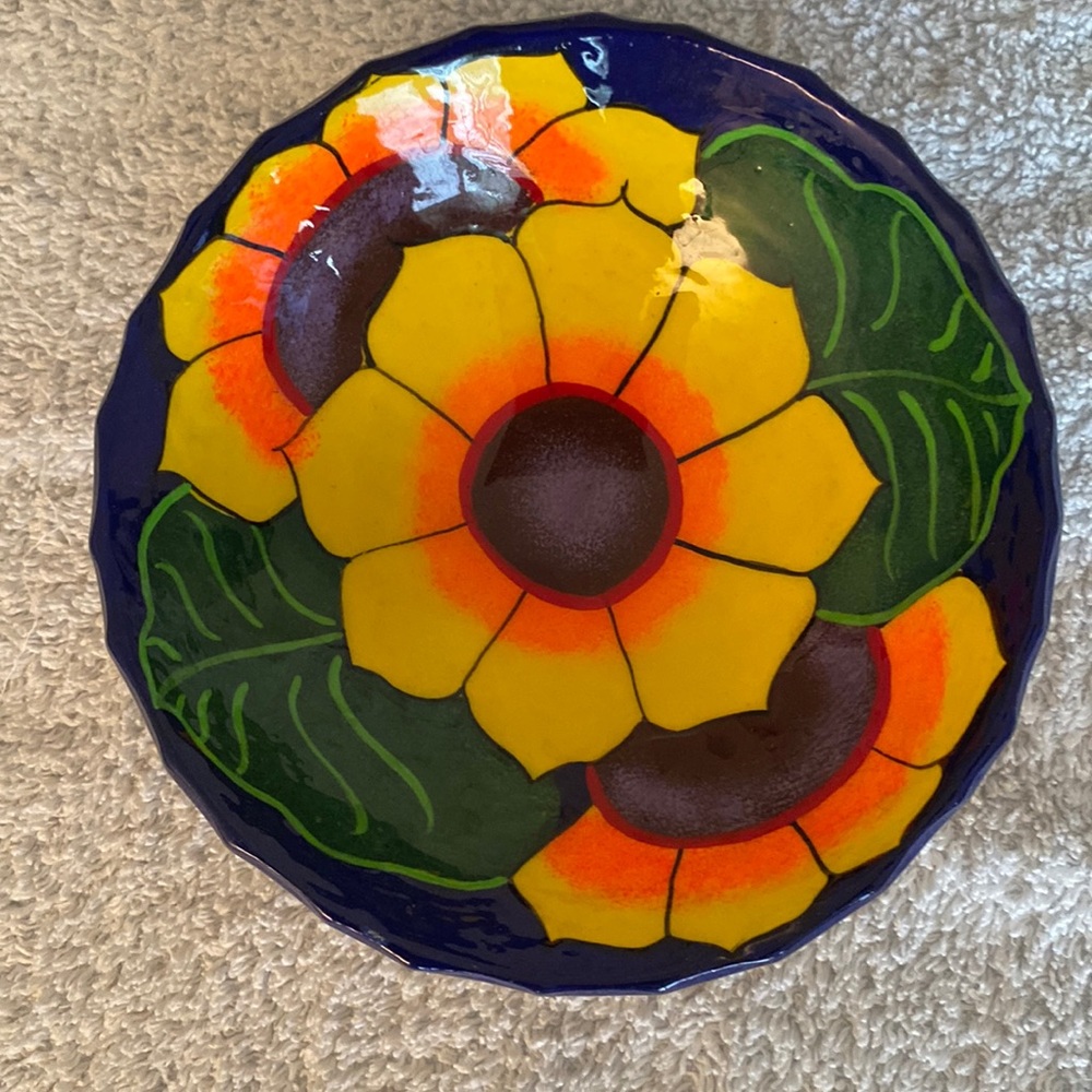 Mexican Sunflower pottery bowl